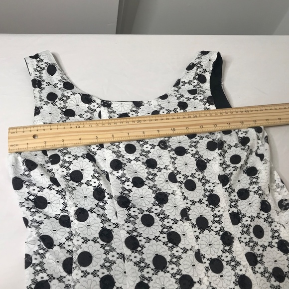 Laura Sleeveless Dress Womens S/M Black White Floral Polka Dot Midi A-Line - Picture 3 of 5